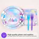 Grencian 96Pcs 18th Birthday Decorations Iridescent 18th Birthday Party Plates Disposable Happy 18 Bir-thday Paper Tableware Set for Teen Girls 18 Years Old Party Supplies Serves 24