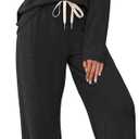 SAMPEEL Pajamas for Women Set Comfy Lounge Sets Two Piece Long Sleeve Cute Pjs Soft Sleepwear Winter Clothing (X-Large, Black)