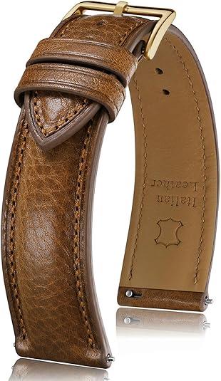 Getalia Italian leather Watch Band Tuscany Natural VegetableTanned Full Grain Genuine Leather, SkinSafe, Quick Release Replacement Watch Straps for Men and Women Thick Soft (Cognac：Width18mm)