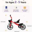 KRIDDO Kids Tricycles Age 24 Month to 4 Years, Trike for 2.5 to 5 Year Old, Gift Tricycles for 2-4 Year Olds, Trikes for Toddlers, Red