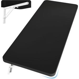 Neoaider Wall Mounted Folding Table 39.4L x 19.7W, Laundry Folding Table with Heavy Duty Metal Collapsible Shelf Brackets, Wall Mounted Desk Fold Down for Small Spaces, Black