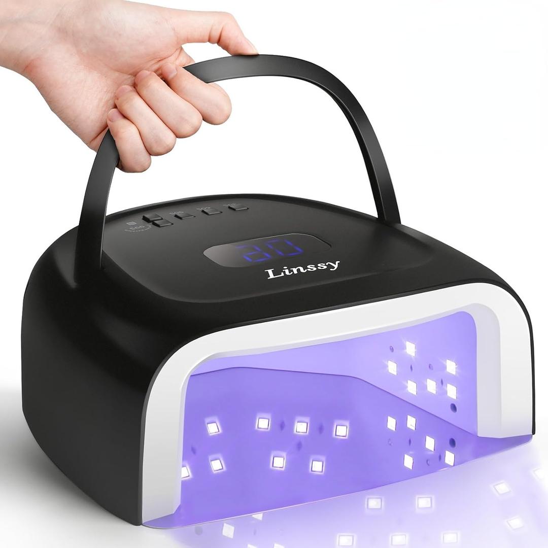 60W Rechargeable UV LED Nail Lamp, Faster Wireless Nail Dryer Gel Polish Light 42 Beads & Portable Handle, Professional Curing Lamp for Fingernail and Toenail (White) (Black)