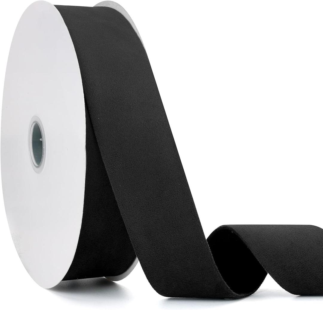 Black Velvet Ribbon Double Faced, 1-1/2 Inch x 20Yd, Great for Christmas, Wedding Decoration, Gift Wrapping and Christmas Tree Ornaments (Black 1-1/2")