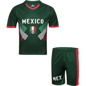 Soccer Jersey Kids #10 National Team Boys&Girls Soccer Shorts Youth Football Practice Jersey/Shirt Set Gift for Soccer Fans (6 Years, Drack-green)