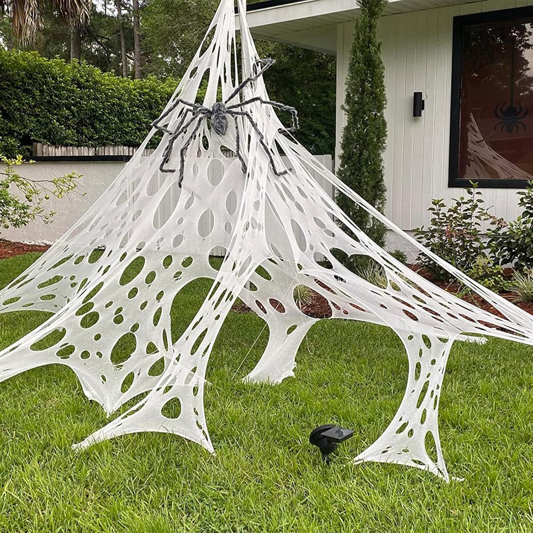 DAZONGE Spider Webs Halloween Decorations, Stretchy Halloween Beef Netting Spider Web, Spooky Spider Web Decorations for Haunted House