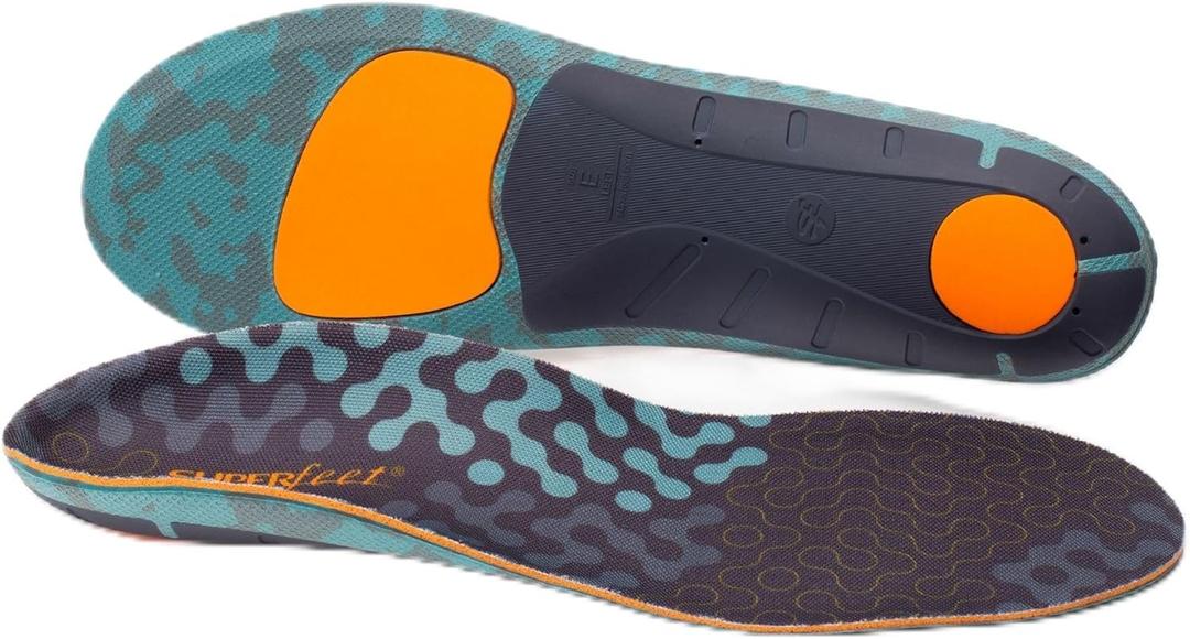 Superfeet Run Cushion High Arch Insoles
 - Orthotic Metatarsal Arch Support Inserts for Men & Women - Absorbs Shock, Reduces Over-pronation - EVA Layer Conforms to Foot Contours, Deep Heel Cupping (Women's 11-12.5/Men's 10-11.5)