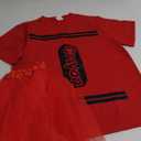 Coume Crayon T Shirt Halloween Costume Set for Women Crayon Halloween Group Team Costume Cool Tutu Skirt, Size M (Red)