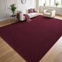 DweIke 7x10 Burgundy Red Rugs for Bedroom Living Room, Soft Fluffy Washable Low Pile Solid Color Rug, Non-Slip Throw Carpets for Kids Boys Girls Dorms Nursery Classroom Home Decor