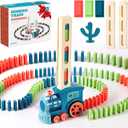 200 PCS Domino Train Toys Set, Automatic Dominos Building and Stacking Creative Game for 3+ Year Old, Electric Dominoes Stem Montessori Toys for Kids Autistic Boys 3 4 5 6 Year Old Birthday Gifts