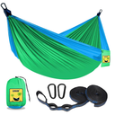 SZHLUX Kids Hammock - Kids Camping Gear, Camping Accessories with 2 Tree Straps and Carabiners for Indoor/Outdoor Use, Sapphire Blue & Grass Green