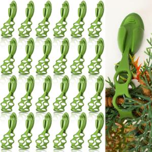 24 Pack Christmas Garland Hanger for Mantle Christmas Garland Hooks Wreath Ties Fireplace Stocking Holder Reusable Silicone Adhesive Straps for Fireplace Staircase Front Door (Light Green)
