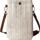 LoveWLC Small Straw Crossbody Bag,Novelty PU Envelope Purse Shoulder Bag for Women (White)