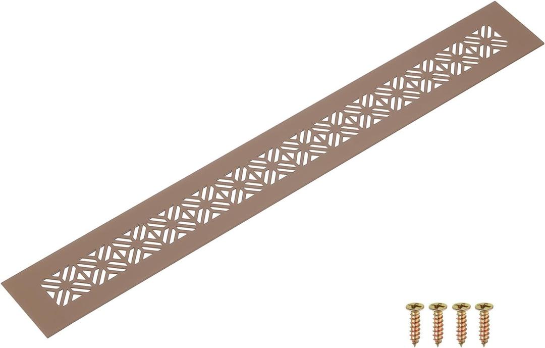 uxcell Aluminum Alloy Air Vents 400 x 50mm / 15.7 x 2" Rectangle Brown
