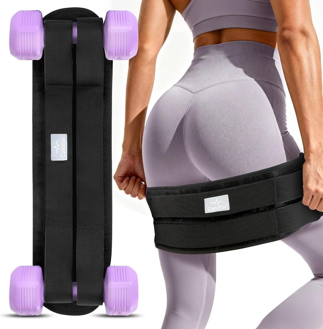 Glute Belt - Hip Thrust Belt with Double Strap Support, Adjustable Fitness Belt for Glute Workouts, Heavy Duty 400lbs Capacity for Dumbbells, Kettlebells, Weight Plates, for the Home, Gym