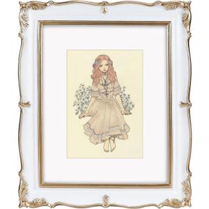 PHAREGE Vintage Picture Frame 8x10 White Gold, 8 by 10 Ornate Decorative Antique Frame with Mat for 5x7 Photo, Fancy Matted Frame for Desktop or Wall, Horizontal or Vertical