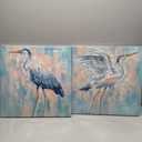 Blue Heron Canvas Wall Art: Set of 2 20" X 20" Coastal Wall Decor Picture Beach Wall Art Sea Birds Poster and Print Large Framed Egret Pictures for Bathroom Bedroom Living Room Office Decorations