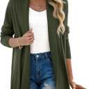GRECERELLE Women's Long Sleeve Open Front Lightweight Casual Business Dressy Cardigan Sweater Fall Winter (Green, L)