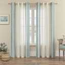 Curtains 108 Inches Long 2 Panels Sets for Living room Bedroom Grommet Light Filtering Bohemian Curtains Flax Drapes Dining Room Large Window Privacy Farmhouse Decor, 52x108 Inch Length, Teal Blue