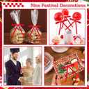 60 Pcs Red Bows for Gift Wrapping, Red Valentines Day Satin Ribbon Bows for Cake Decorating Crafts Treat Bags, 5 x 7 Inch