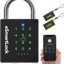 eLinkSmart Heavy Duty Smart Padlock with Key, Pad Lock with Code Keypad, Weatherproof Bluetooth RFID Keyless Electronic Digital Combination Lock for Gate Outdoor Fence Gym Locker Pool Shed Storage