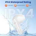 Wireless Bluetooth Earbuds, Student Bass Stereo Headphones, IPX4 Waterproof in-Ear Earphones, Suitable for teenagers Lightweight Comfortable Wireless Headphone for Phone/Listen to music (White)