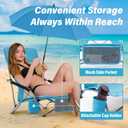 Homcosan Portable Low Folding Beach Chair with Detachable Umbrella - Lightweight Camping Chair for Adults with Cup Holder & Storage Pocket, Carry Bag Included (Blue)