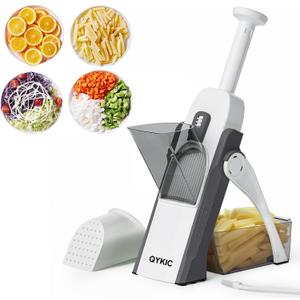Safe Mandoline Slicer,Vegetable Potato Slice Food Cutter for Kitchen,Thickness Adjustable Upright Veggie Chopper for Fast Meal prep (Gray) (6 IN 1 Gray)