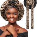 Satin Bonnet Silk Hair Bonnets 7 7/8-8 Reversible Satin Bonnet (Leopard)