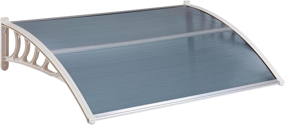 MATICO 47.2" Outdoor Clear Door Awning Patio Window Cover Polycarbonate Rain & Snow Protection, Modern Hollow Sheet with UV protection cover, Window Door Awning Canopy,Transparent/Black-Edge