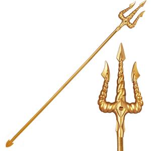 Spooktacular Creations Gold King Trident Cane, Halloween King Pitchfork Spear Trident Toy Prop for Halloween Costume Dress Up, Cosplay Parties Accessory