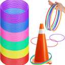 Wettarn 60 Pcs Large Plastic Ring Toss Multicolor Throwing Carnival Rings Speed and Agility Practice Games, Garden Backyard Lawn Outdoor Games(10 Inch,Bright Color)