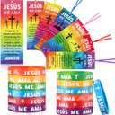 60 Pcs Spanish Jesus Loves Me Wristbands John 3: 16 Christian Bookmarks Gift Include 30 Jesus Me AMA Religious VBS Wristbands 30 Cross Bookmark for Kids Adult Church Sunday School
