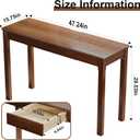 Solid Wood Desk with Drawers - 47 x 16 Inch Vintage Narrow Desks, Mid Century Modern Desks, Rubber Wood Study Table, Small Writing Desk for Bedroom|Small Spaces - Walnut Color, 47.2 in W x 15.7 in D