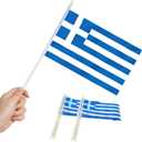 2 x Anley Greece Mini Flag 12 Pack - Hand Held Small Miniature Greek Flags on Stick - Fade Resistant & Vivid Colors - 5x8 Inch with Solid Pole & Spear Top