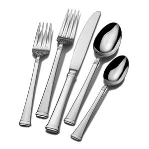 TOWLE Living Flatware Set 20 Stainless Steel Silverware with Elegant Design and Serving Utensils, Durable, Stylish Dinnerware Service