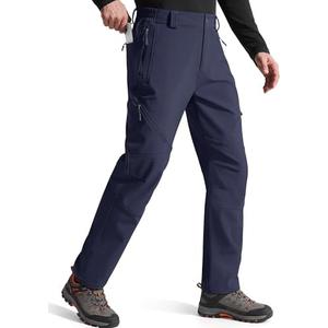 FREE SOLDIER Men's Fleece Lined Outdoor Cargo Hiking Pants Water Repellent Softshell Snow Ski Pants with Zipper Pockets, Size 32W/32L