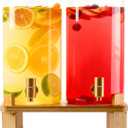 1.5 Gallon 2 Pack Glass Drink dispenser for parties,Beverage Dispenser With Wood Stand,Water Dispensers with spigot,lemonade dispenser,juice containers & water pitcher with lid