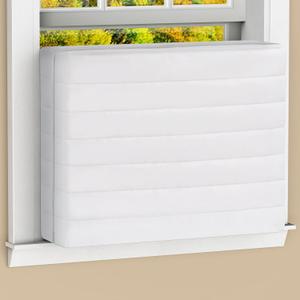 Air Conditioner Cover Indoor, AC Covers for Inside Window AC Unit Cover with Reinforced Elastic String, Double Insulation, 17"x13"x3.5" Cream White