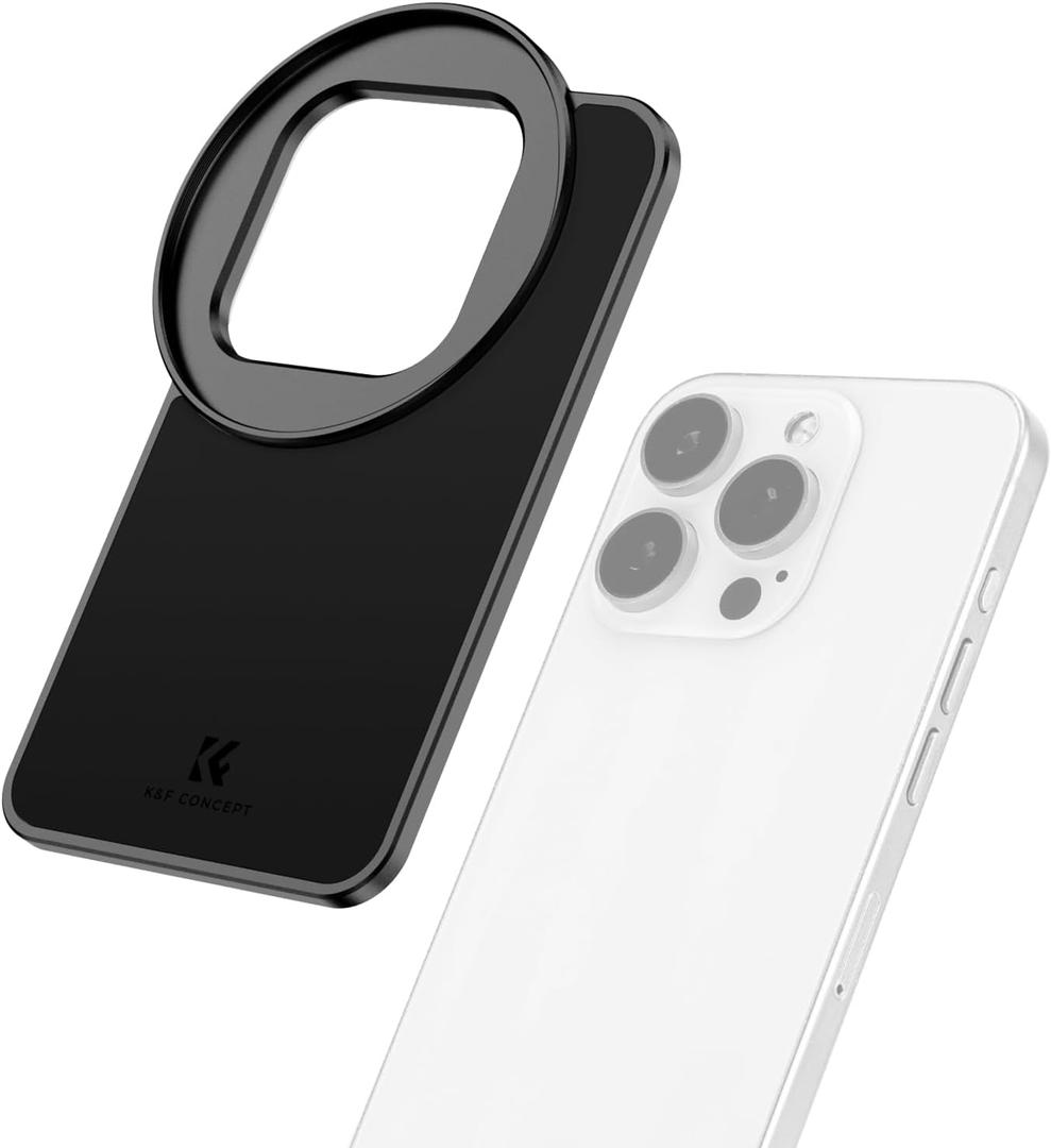 K&F CONCEPT 6.1 inch Magnetic Lens Filter Mount Adapter Compatible with iPhone and 67mm Threaded Filters, Compatible with 17/16/15/14/13/12, 16/15/14/13/12 Pro (Filter Not Included)