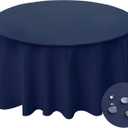 BYDOLL Table Cloth Round 70 Inch Tablecloth Fits Max60 Inch Diameter Top,Navy Blue Washable Outdoor Winkle and Stain Resistant Spillproof Polyester Tablecloths for Round Tables Party Cover