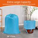 Polecasa Extra Heavy-Duty Laundry Bag 21x24”- Machine Washable Small Storage Bag with Reinforced Handles & Drawstring Closure & ID Tag for College Dorm Travel - Gulf Blue