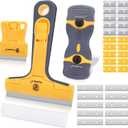 MulWark Razor Blade Scraper Tool Set, 3-Piece with 30 Replacement Blades - Heavy-Duty Cleaning Tool, Standard & Mini Scrapers for Decals, Stickers, Paint, Caulk, and Adhesive Removal