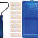 Pro Grade - Paint Roller Tool Kit - 10 Piece Painting Set - Mini Plastic Paint Tray Set, Mini Roller Frame,Microfiber Roller Covers