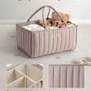 Blissful Diary Baby Diaper Caddy Organizer, Stylish Storage Basket for Newborn Essentials and Diaper Station, Gift for Baby Shower and Registry Must-Have, Sand