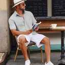 COOFANDY Men's Button Down Short Sleeve Shirt Casual Cotton Summer Beach Linen Wedding Shirts with Pocket (Gray, M)