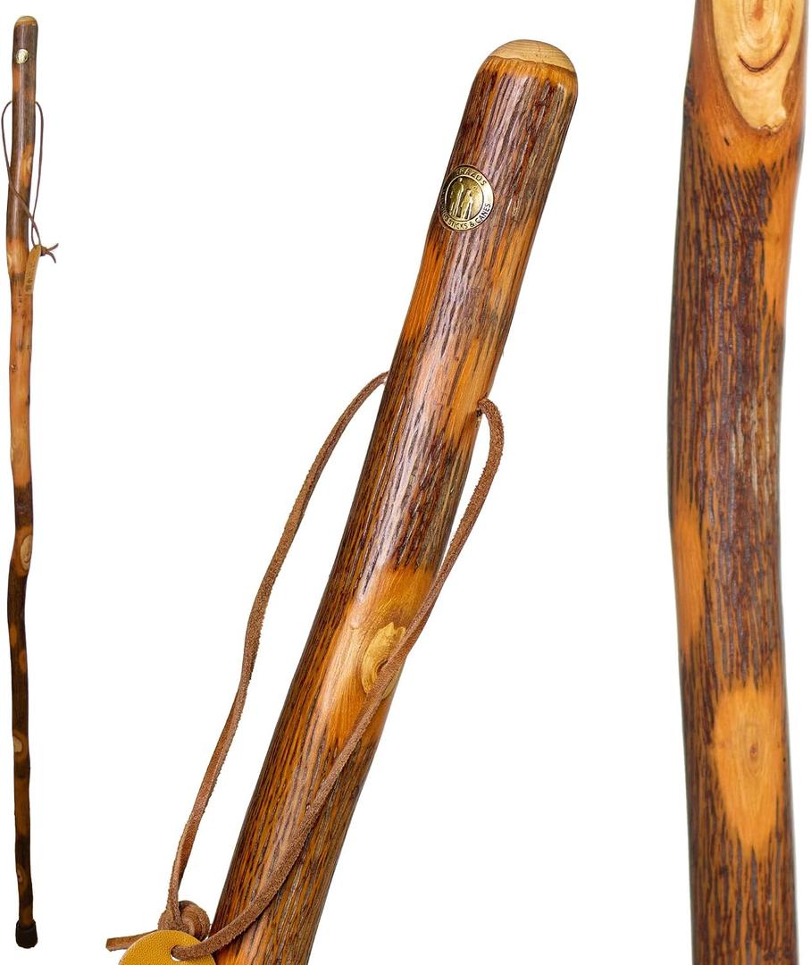 Brazos Rustic Wood Walking Stick, Hickory, Traditional Style Handle, for Men & Women, Made in The USA, 41 Inch