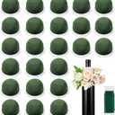 Tessco 24 Pcs Mini Floral Foam Holder Round Floral Foam with Green Arrangement Wire Arrangement Supplies for Table Wedding Wine Bottle Decor
