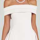 ZESICA Summer 2026 Cocktail Dresses for Women's Off Shoulder Short Sleeve Swing A Line Wedding Evening Party Midi Dress (White, M)
