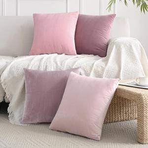 JELLYMONI Velvet Throw Pillow Covers Set of 4, 16 x 16 Inch Aqua Teal Decorative Cushion Covers, Soft Square Pillowcases for Sofa, Couch, Bed  No Insert Included