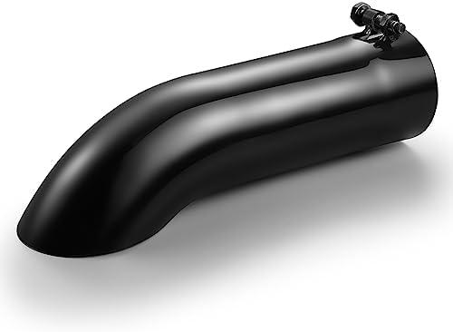 Autarboor 2.5 Inch Turn Down Exhaust Tip, 2.5" Inlet 2.5" Outlet 9" Overall Length Stainless Steel Chrome-Plated Turn Down Exhaust Pipe,Bolt On,Chrome Black